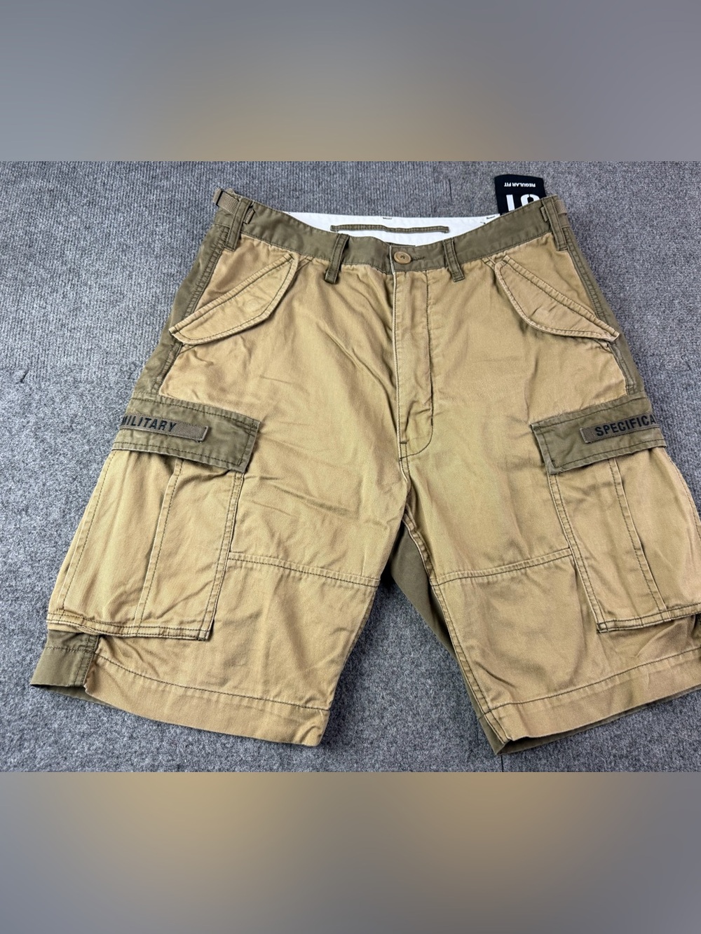 Izzue-Army Survivor IZ-C04-Army Mens Cotton Regular 10" Cargo Shorts Size 34